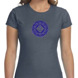 Ladies Yoga Shirt Floral Sahasrara Crewneck Tee T-Shirt