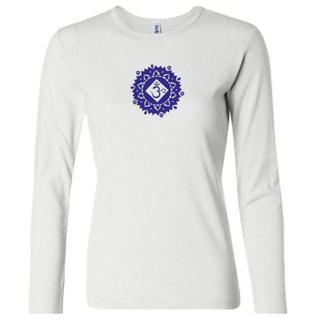 Ladies Yoga Shirt Floral Sahasrara Long Sleeve Tee T-Shirt