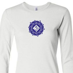 Ladies Yoga Shirt Floral Sahasrara Long Sleeve Tee T-Shirt