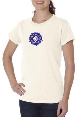 Ladies Yoga Shirt Floral Sahasrara Organic Tee T-Shirt