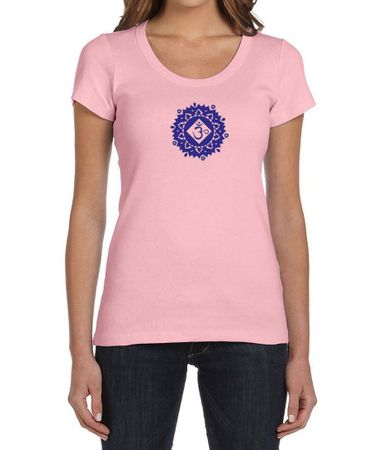 Ladies Yoga Shirt Floral Sahasrara Scoop Neck Tee T-Shirt