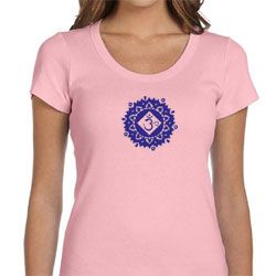 Ladies Yoga Shirt Floral Sahasrara Scoop Neck Tee T-Shirt