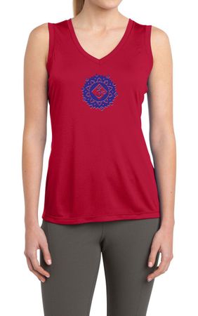Ladies Yoga Shirt Floral Sahasrara Sleeveless Moisture Wicking Tee