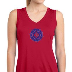 Ladies Yoga Shirt Floral Sahasrara Sleeveless Moisture Wicking Tee