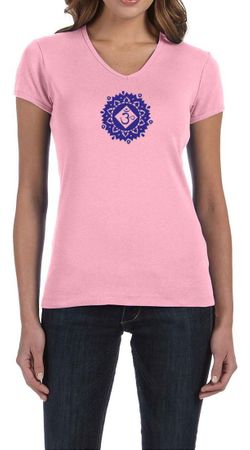 Ladies Yoga Shirt Floral Sahasrara V-neck Tee T-Shirt