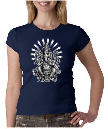 Ladies Yoga Shirt Ganesha Crewneck Tee T-shirt