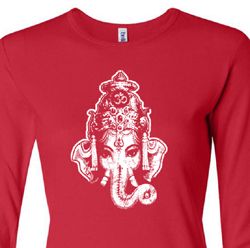 Ladies Yoga Shirt Ganesha Head Long Sleeve Tee T-Shirt