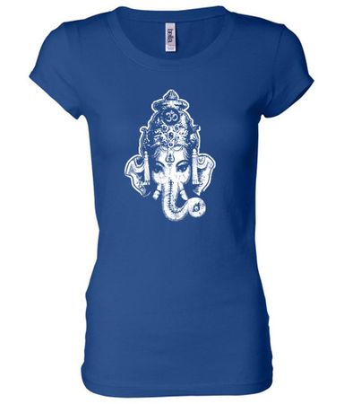 Ladies Yoga Shirt Ganesha Head Longer Length Tee T-Shirt