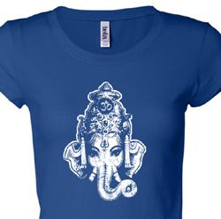 Ladies Yoga Shirt Ganesha Head Longer Length Tee T-Shirt