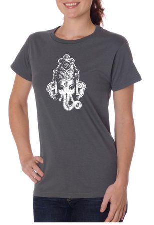 Ladies Yoga Shirt Ganesha Head Organic Tee T-Shirt
