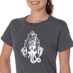 Ladies Yoga Shirt Ganesha Head Organic Tee T-Shirt