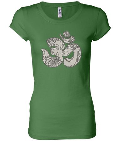 Ladies Yoga Shirt Ganesha OM Longer Length Tee T-Shirt