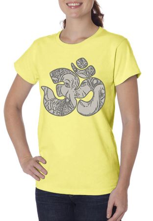 Ladies Yoga Shirt Ganesha OM Organic Tee T-Shirt