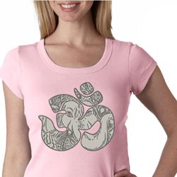 Ladies Yoga Shirt Ganesha OM Scoop Neck Tee T-Shirt