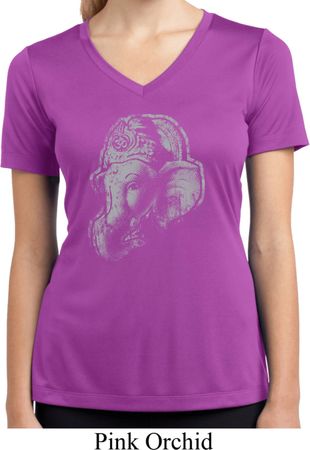 Ladies Yoga Shirt Ganesha Profile Moisture Wicking V-neck Tee T-Shirt