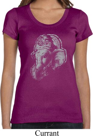 Ladies Yoga Shirt Ganesha Profile Scoop Neck Tee T-Shirt