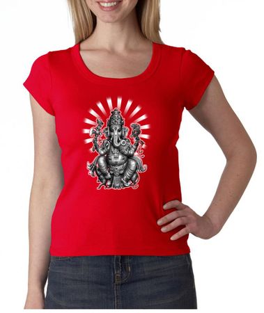 Ladies Yoga Shirt Ganesha Scoop Neck Tee T-shirt
