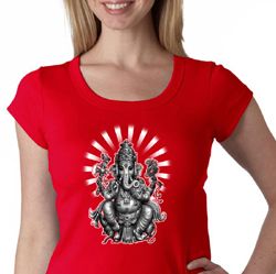 Ladies Yoga Shirt Ganesha Scoop Neck Tee T-shirt
