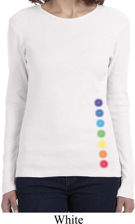 Ladies Yoga Shirt Glowing Chakras Bottom Print Long Sleeve Tee T-Shirt