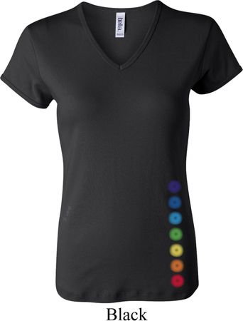 Ladies Yoga Shirt Glowing Chakras Bottom Print V-neck Tee T-Shirt