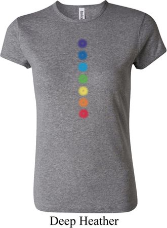 Ladies Yoga Shirt Glowing Chakras Crewneck Tee T-Shirt