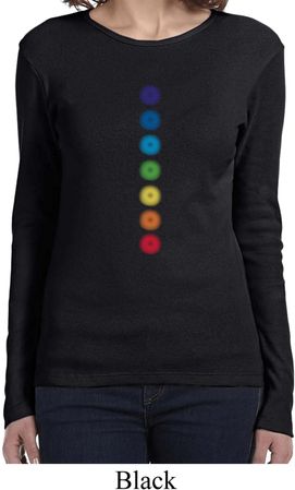 Ladies Yoga Shirt Glowing Chakras Long Sleeve Tee T-Shirt