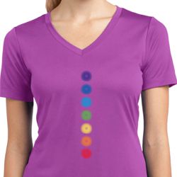 Ladies Yoga Shirt Glowing Chakras Moisture Wicking V-neck Tee T-Shirt