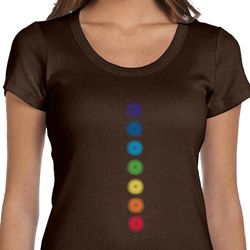 Ladies Yoga Shirt Glowing Chakras Scoop Neck Tee T-Shirt