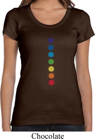 Ladies Yoga Shirt Glowing Chakras Scoop Neck Tee T-Shirt