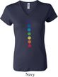 Ladies Yoga Shirt Glowing Chakras V-neck Tee T-Shirt