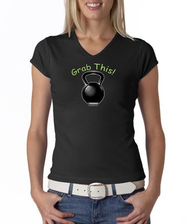 Ladies Shirt Grab This Kettle Bell V-neck Tee T-Shirt