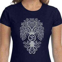 Ladies Yoga Shirt Grey Bodhi Tree Crewneck Tee T-Shirt Ladies Yoga Shirt Grey Bodhi Tree Crewneck Tee T-Shirt