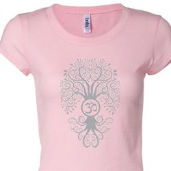 Ladies Yoga Shirt Grey Bodhi Tree Longer Length Tee T-Shirt Ladies Yoga Shirt Grey Bodhi Tree Longer Length Tee T-Shirt