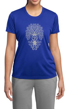 Ladies Yoga Shirt Grey Bodhi Tree Moisture Wicking Tee T-Shirt