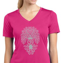 Ladies Yoga Shirt Grey Bodhi Tree Moisture Wicking V-neck Tee T-Shirt Ladies Yoga Shirt Grey Bodhi Tree Moisture Wicking V-neck Tee T-Shirt