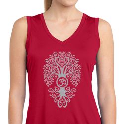 Ladies Yoga Shirt Grey Bodhi Tree Sleeveless Moisture Wicking Tee Ladies Yoga Shirt Grey Bodhi Tree Sleeveless Moisture Wicking Tee