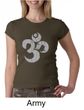 Ladies Yoga Shirt Grey Distressed OM Crewneck Tee T-Shirt
