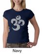 Ladies Yoga Shirt Grey Distressed OM Crewneck Tee T-Shirt