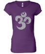 Ladies Yoga Shirt Grey Distressed OM Longer Length Tee T-Shirt