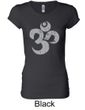 Ladies Yoga Shirt Grey Distressed OM Longer Length Tee T-Shirt