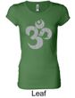 Ladies Yoga Shirt Grey Distressed OM Longer Length Tee T-Shirt