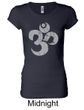 Ladies Yoga Shirt Grey Distressed OM Longer Length Tee T-Shirt
