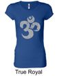 Ladies Yoga Shirt Grey Distressed OM Longer Length Tee T-Shirt
