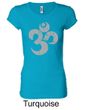Ladies Yoga Shirt Grey Distressed OM Longer Length Tee T-Shirt