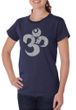 Ladies Yoga Shirt Grey Distressed OM Organic Tee T-Shirt