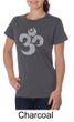 Ladies Yoga Shirt Grey Distressed OM Organic Tee T-Shirt