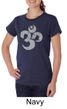 Ladies Yoga Shirt Grey Distressed OM Organic Tee T-Shirt