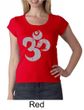 Ladies Yoga Shirt Grey Distressed OM Scoop Neck Tee T-Shirt