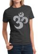 Ladies Yoga Shirt Grey Distressed OM Tee T-Shirt