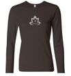 Ladies Yoga Shirt Grey Namaste Lotus Long Sleeve Tee T-Shirt
